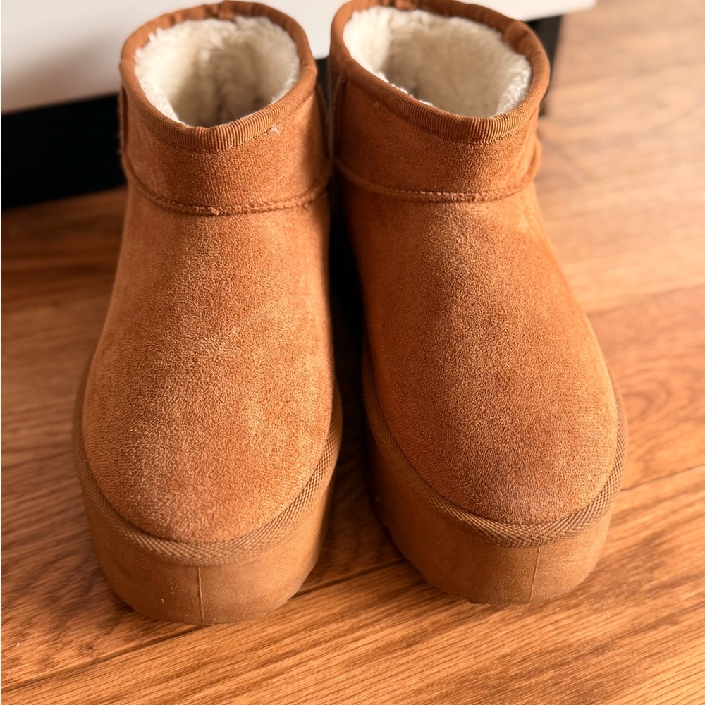 Cozy Tan Suede Platform Boots